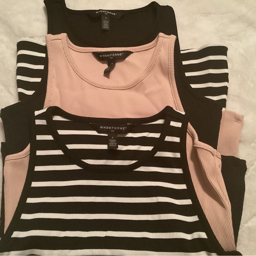 White House Black Market Striped and Solid Tank Tops Set